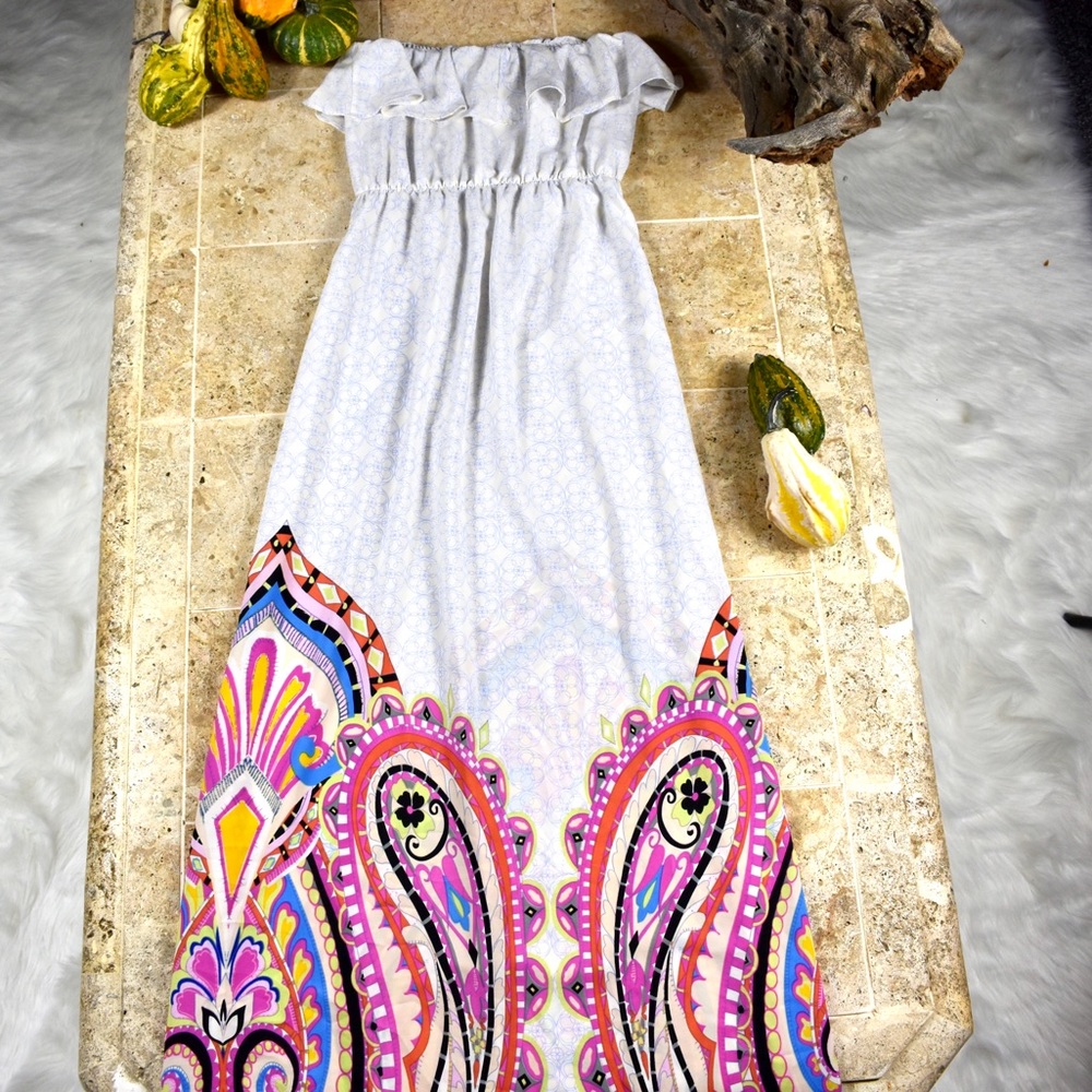Yetts strapless bohemian maxi